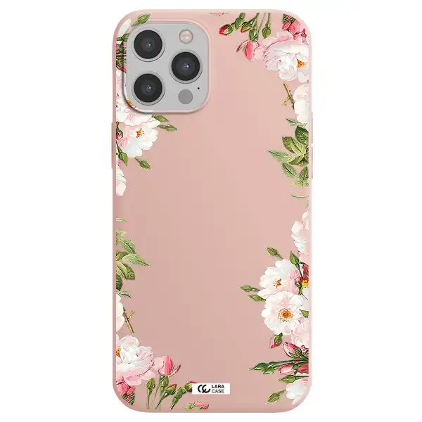 Watercolor Floral Frame Apple iPhone 12 pro max Silicone pastel pink Case