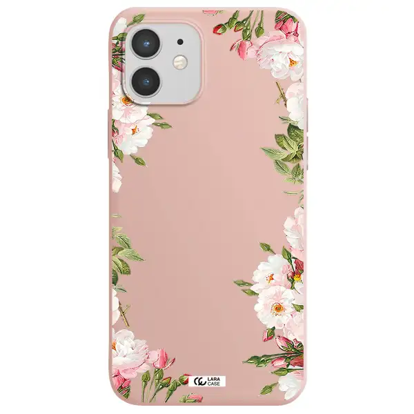 Watercolor Floral Frame Apple iPhone 12 Silicone pastel pink Case