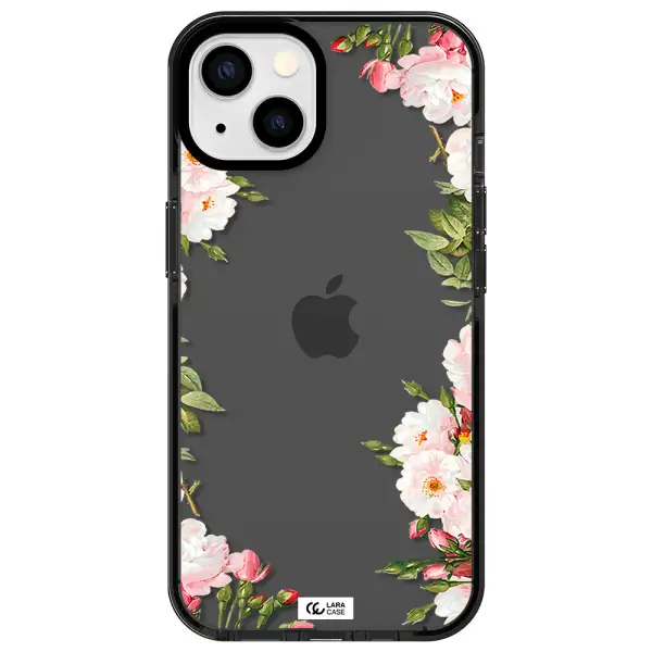 Watercolor Floral Frame Apple iPhone 13 impact Smoke Black Case