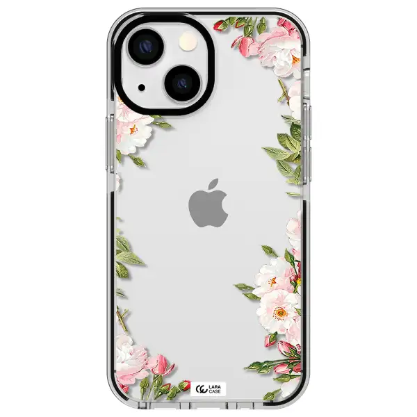 Watercolor Floral Frame Apple iPhone 13 mini impact black border Case