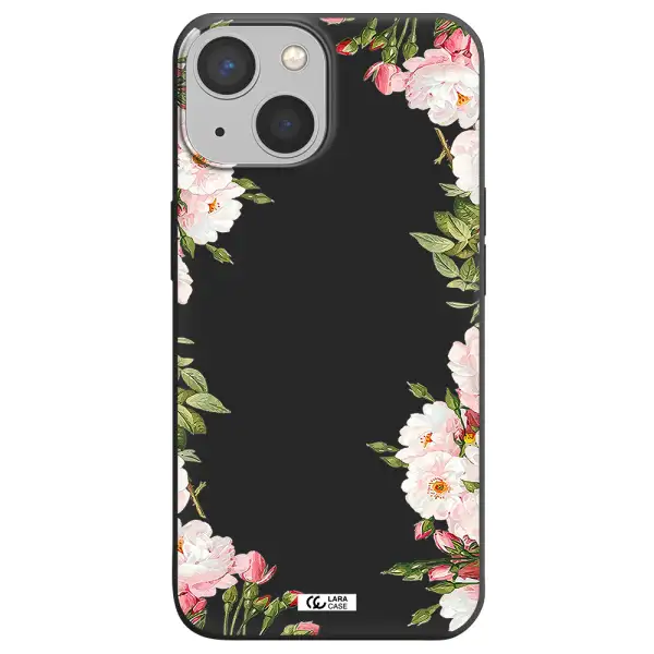 Watercolor Floral Frame Apple iPhone 13 mini Silicone black Case