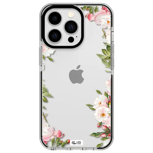 Watercolor Floral Frame Apple iPhone 13 Pro impact black border Case