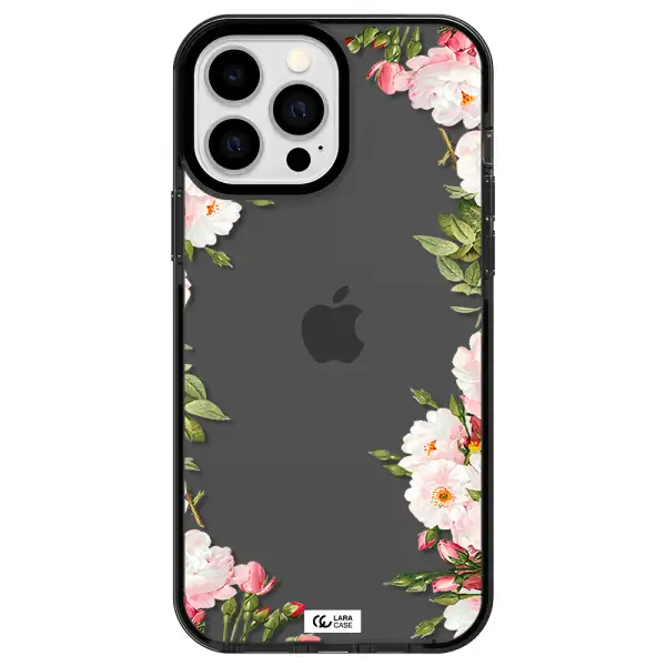 Watercolor Floral Frame Apple iPhone 13 Pro Max impact Smoke Black Case