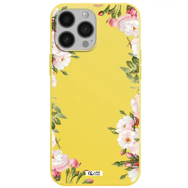 Watercolor Floral Frame Apple iPhone 13 Pro Silicone canary yellow Case