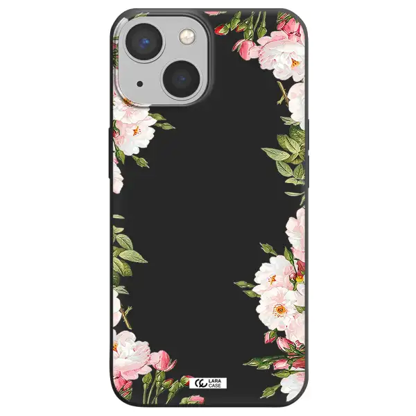 Watercolor Floral Frame Apple iPhone 13 Silicone black Case