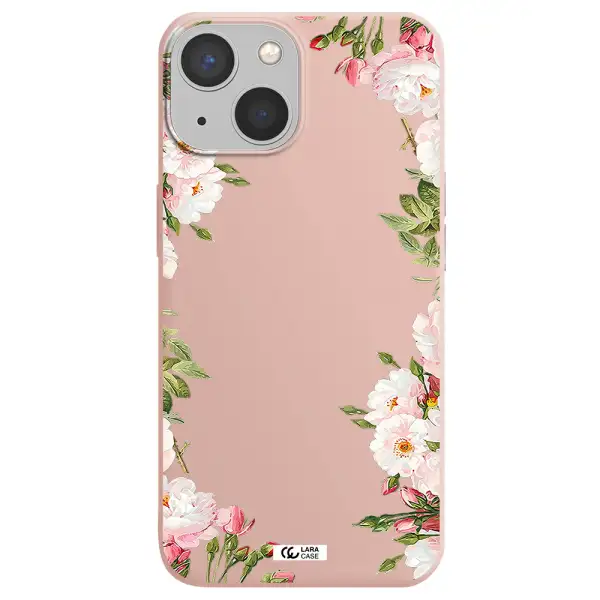 Watercolor Floral Frame Apple iPhone 13 Silicone pastel pink Case