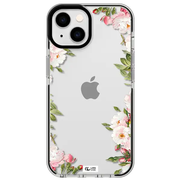 Watercolor Floral Frame Apple iPhone 14 impact black border Case