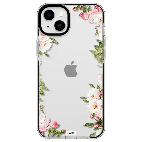 Watercolor Floral Frame Apple iPhone 14 plus impact black border Case