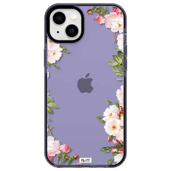 Watercolor Floral Frame Apple iPhone 14 plus impact Lilac Case