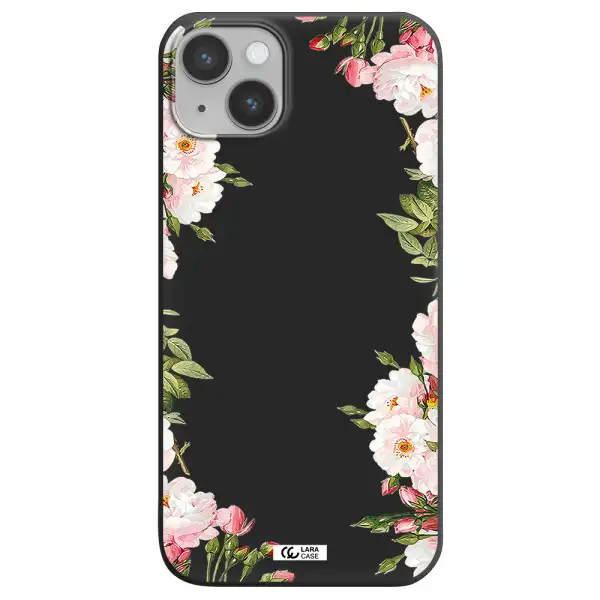 Watercolor Floral Frame Apple iPhone 14 plus Silicone black Case