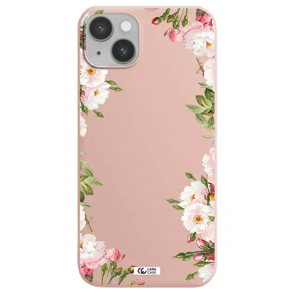 Watercolor Floral Frame Apple iPhone 14 plus Silicone pastel pink Case