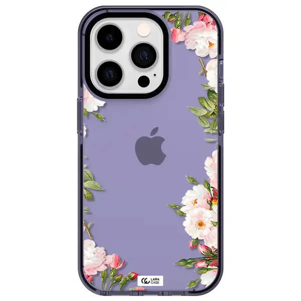 Watercolor Floral Frame Apple iPhone 14 pro impact Lilac Case