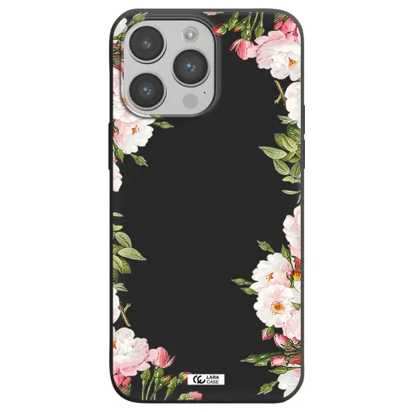 Watercolor Floral Frame Apple iPhone 14 pro Silicone black Case