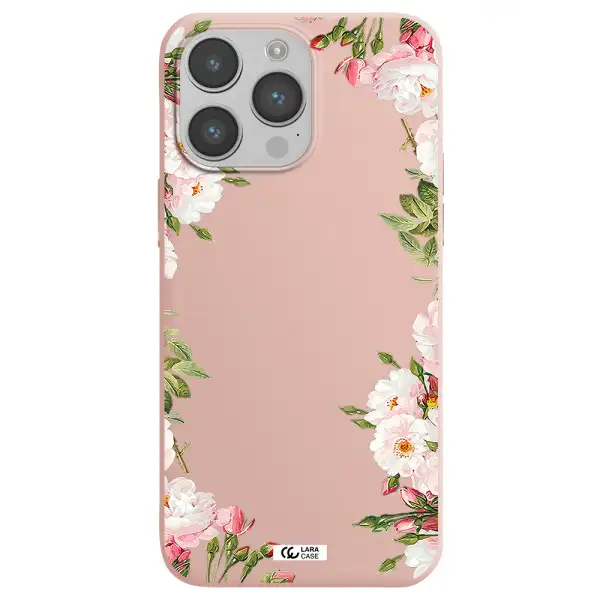 Watercolor Floral Frame Apple iPhone 14 pro Silicone pastel pink Case