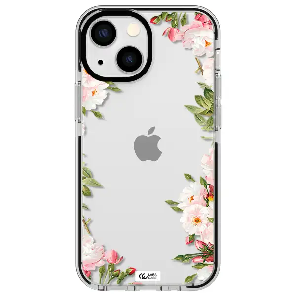 Watercolor Floral Frame Apple iPhone 15 impact black border Case