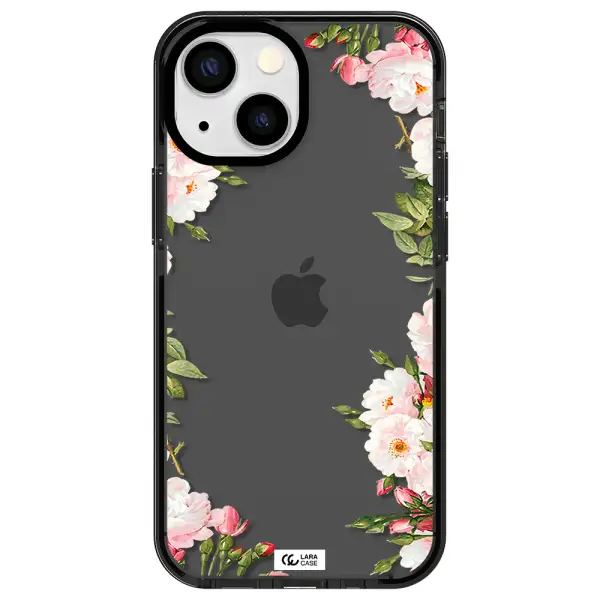 Watercolor Floral Frame Apple iPhone 15 impact Smoke Black Case