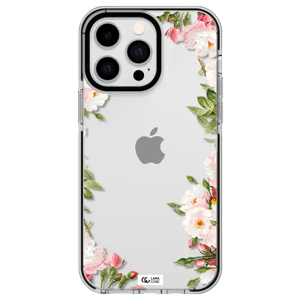 Watercolor Floral Frame Apple iPhone 15 Pro Max impact black border Case