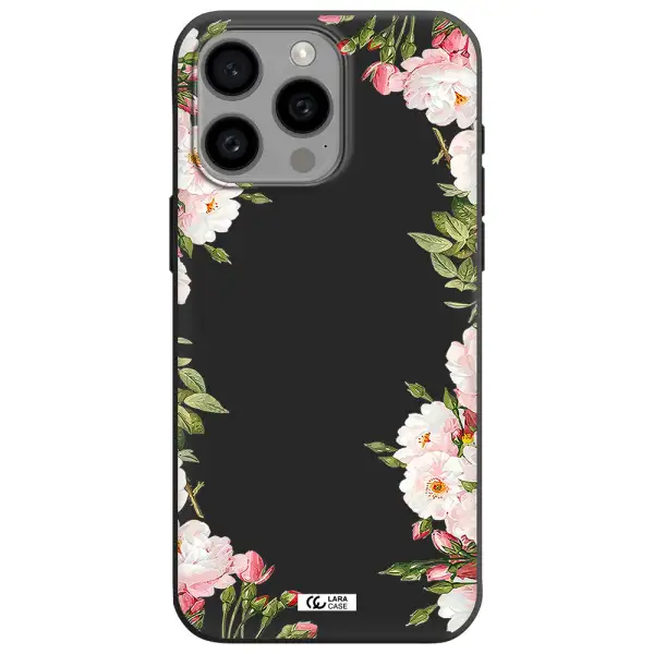 Watercolor Floral Frame Apple Iphone 15 Pro max Silicone black Case