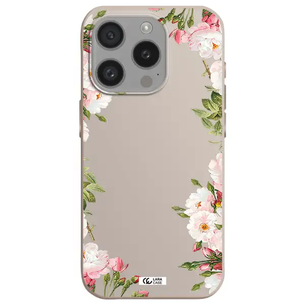 Watercolor Floral Frame Apple Iphone 15 Pro Silicone Stone Case