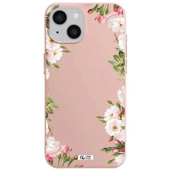 Watercolor Floral Frame Apple Iphone 15 Silicone Pastel Pink Case