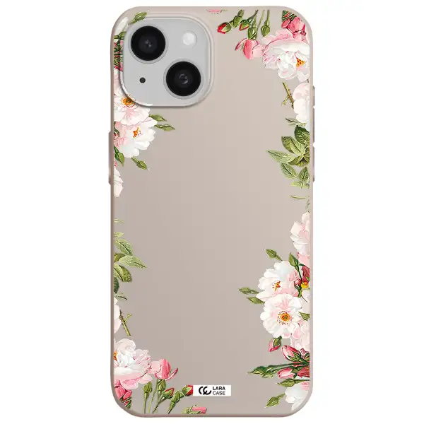 Watercolor Floral Frame Apple iPhone 15 Silicone Stone Case