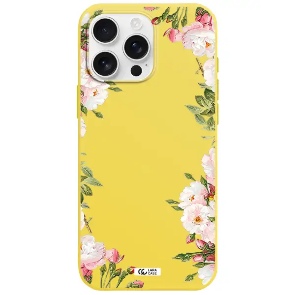 Watercolor Floral Frame Apple Iphone 16 Pro Max Silicone Canary Yellow Case