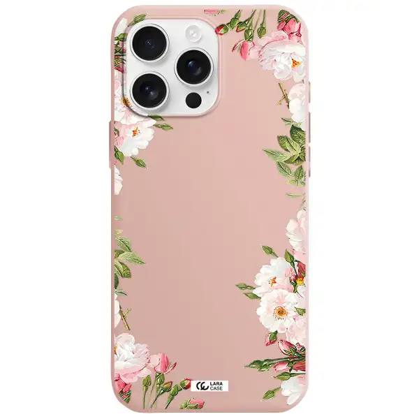 Watercolor Floral Frame Apple Iphone 16 Pro Max Silicone Pastel Pink Case