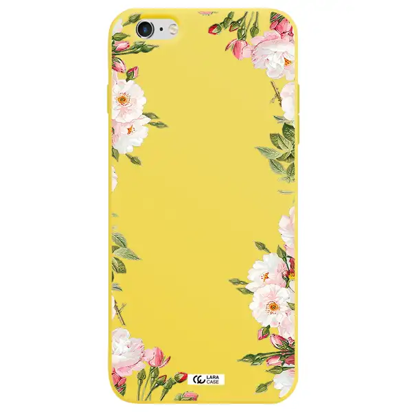 Watercolor Floral Frame Apple iPhone 6 s plus Silicone canary yellow Case