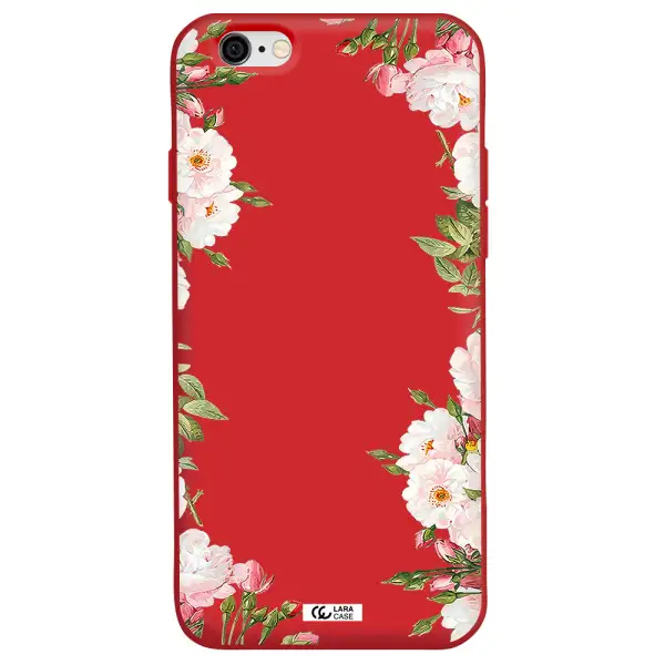 Watercolor Floral Frame Apple iPhone 6 Silicone Imperial Red Case