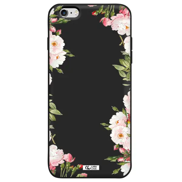 Watercolor Floral Frame Apple iPhone 6S Silicone black Case