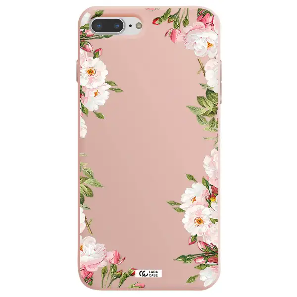 Watercolor Floral Frame Apple iPhone 7 plus Silicone pastel pink Case