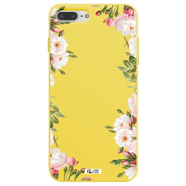 Watercolor Floral Frame Apple iPhone 8 plus Silicone canary yellow Case