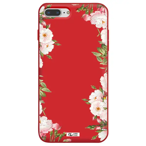Watercolor Floral Frame Apple iPhone 8 plus Silicone Imperial Red Case