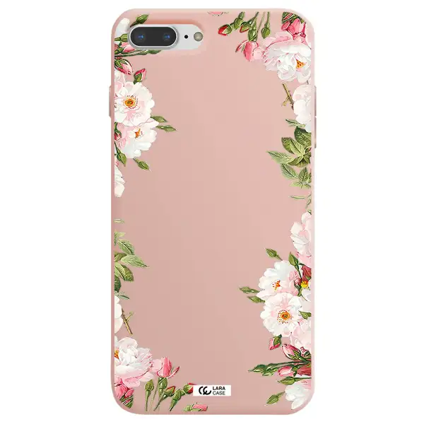 Watercolor Floral Frame Apple iPhone 8 plus Silicone pastel pink Case