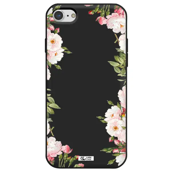 Watercolor Floral Frame Apple iPhone 8 Silicone black Case