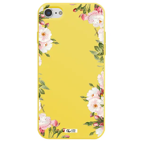 Watercolor Floral Frame Apple iPhone 8 Silicone canary yellow Case
