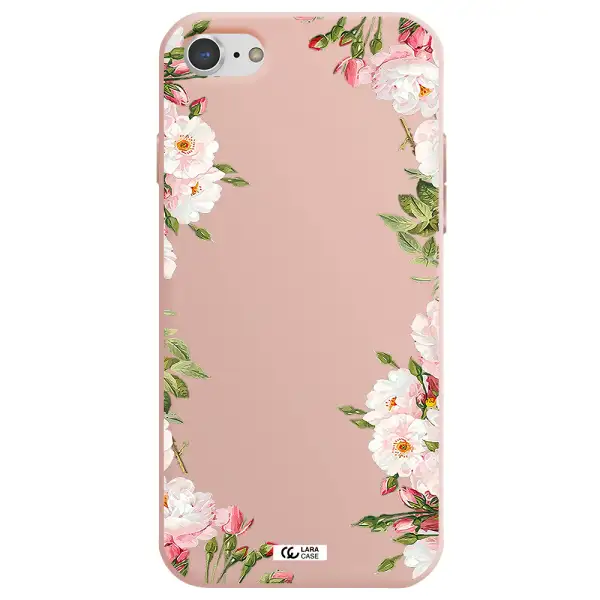 Watercolor Floral Frame Apple iPhone 8 Silicone pastel pink Case