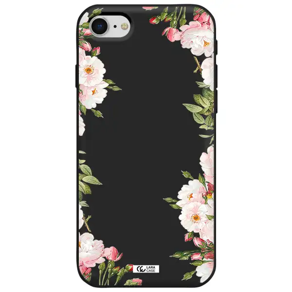 Watercolor Floral Frame Apple iPhone se 2020 Silicone black Case