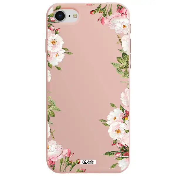 Watercolor Floral Frame Apple iPhone se 2020 Silicone pastel pink Case
