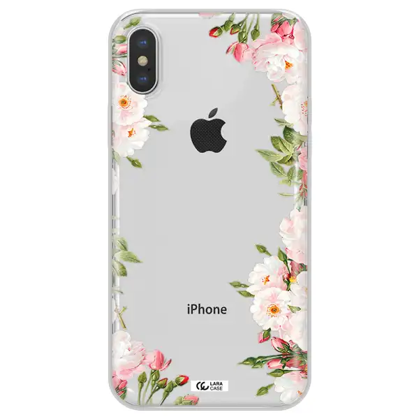 Watercolor Floral Frame Apple iPhone XS Clear TPU Case