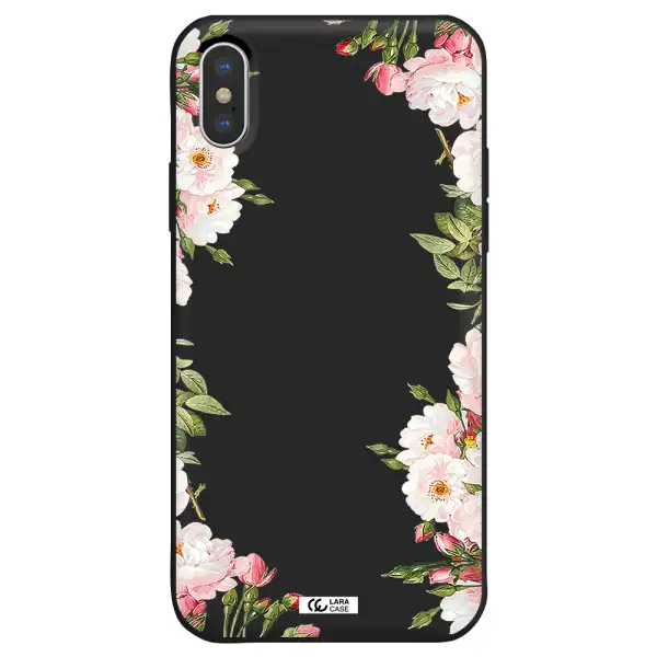 Watercolor Floral Frame Apple iPhone XS max Silicone black Case