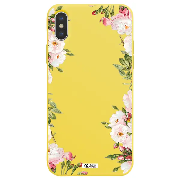 Watercolor Floral Frame Apple iPhone XS Silicone canary yellow Case