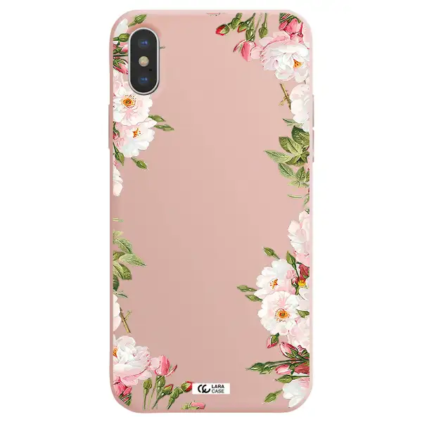 Watercolor Floral Frame Apple iPhone XS Silicone pastel pink Case
