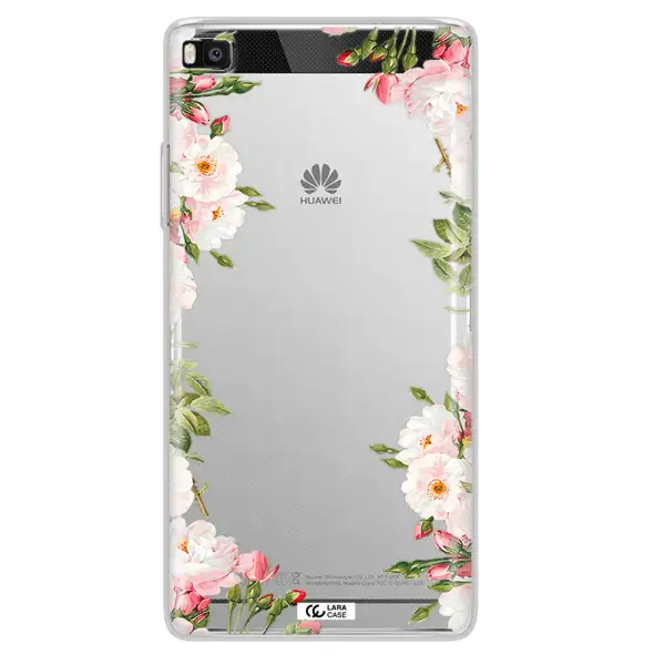 Watercolor Floral Frame Huawei P8 Clear TPU Case
