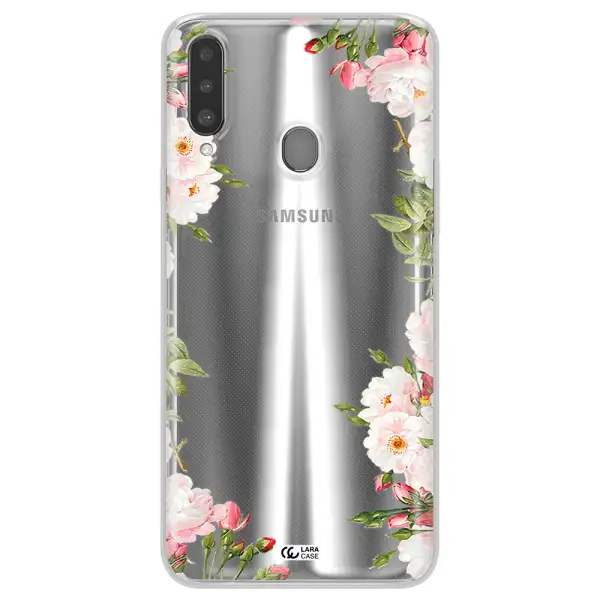 Watercolor Floral Frame Samsung A20S Clear TPU Case