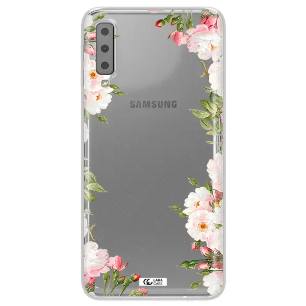 Watercolor Floral Frame Samsung A7 2018 Clear TPU Case