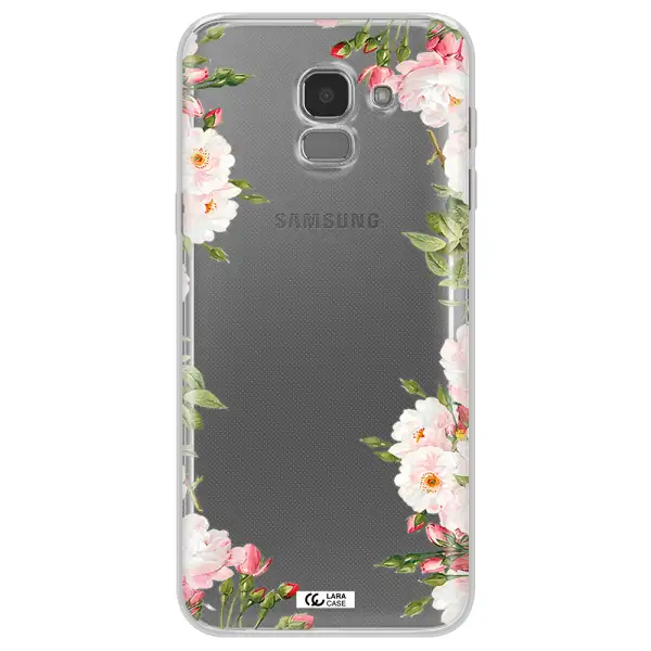 Watercolor Floral Frame Samsung J6 Clear TPU Case