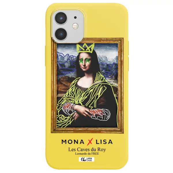 Monalisa Pop Art Apple iPhone 12 mini Silicone canary yellow Case