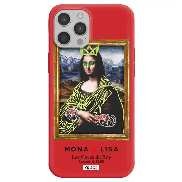 Monalisa Pop Art Apple iPhone 12 pro Silicone Imperial Red Case