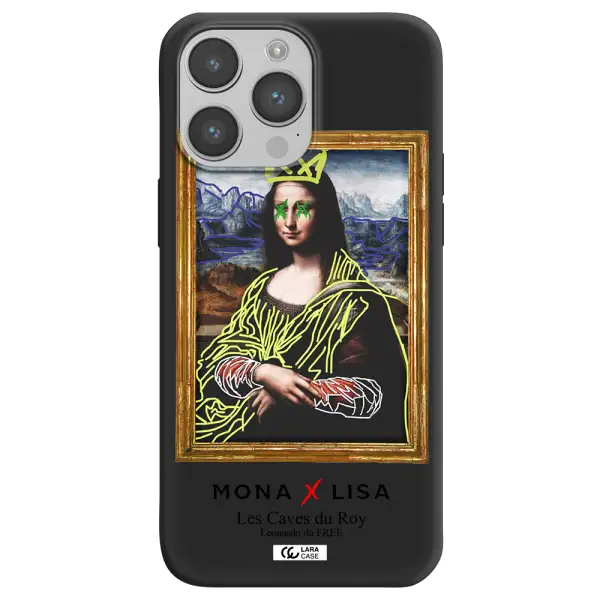 Monalisa Pop Art Apple iPhone 14 pro max Silicone black Case